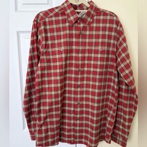Orvis Flat Creek Organic Plaid Men's Shirt. Medium. Red/brown/white NWT